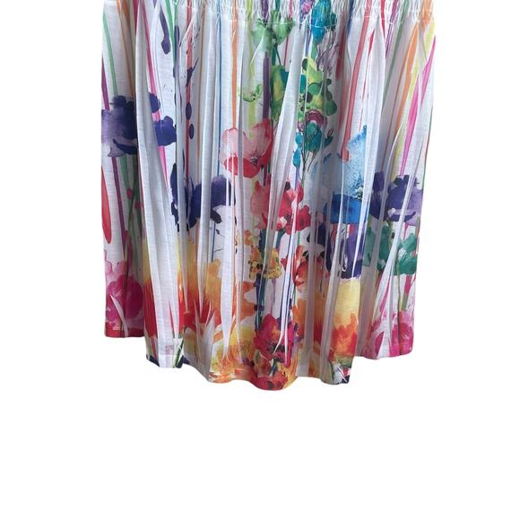 Lane Bryant Women Pleated Skirt 26/28 Rainbow Smock Waist Floral Fairy Whimsy - Picture 7 of 8